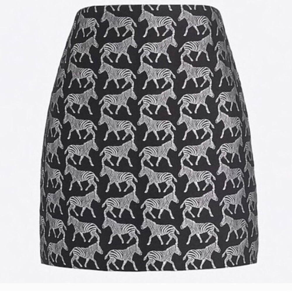 J. Crew zebra jacquard skirt, black w/ silver